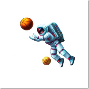 AI Generated Space Man with Basketballs T-Shirt Posters and Art